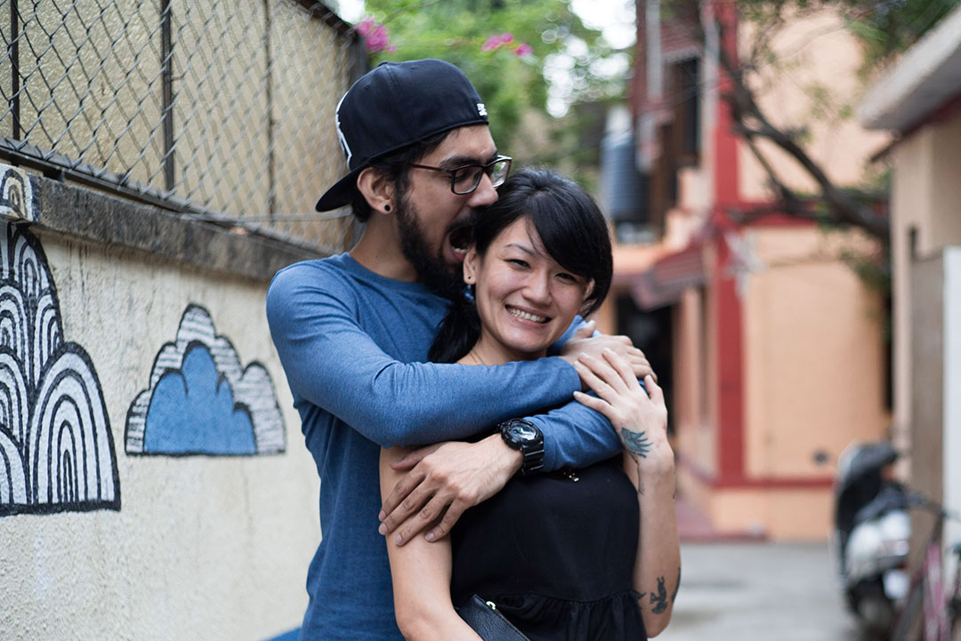 Eric and Diana outside their Bandra studio.